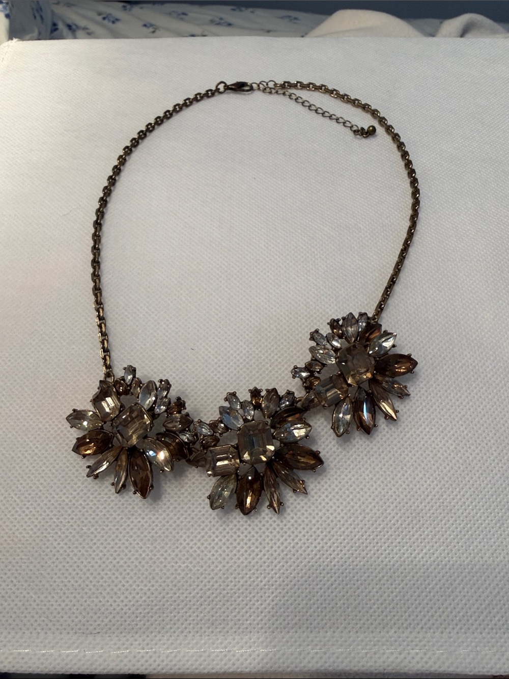 Gold Crystal Floral Statement Necklace - Women Jewelry